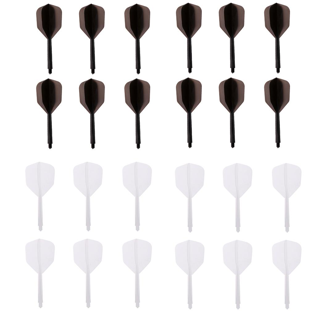 24x Transparent 2BA Thread Dart Shafts Dart Flights Connection White & Black