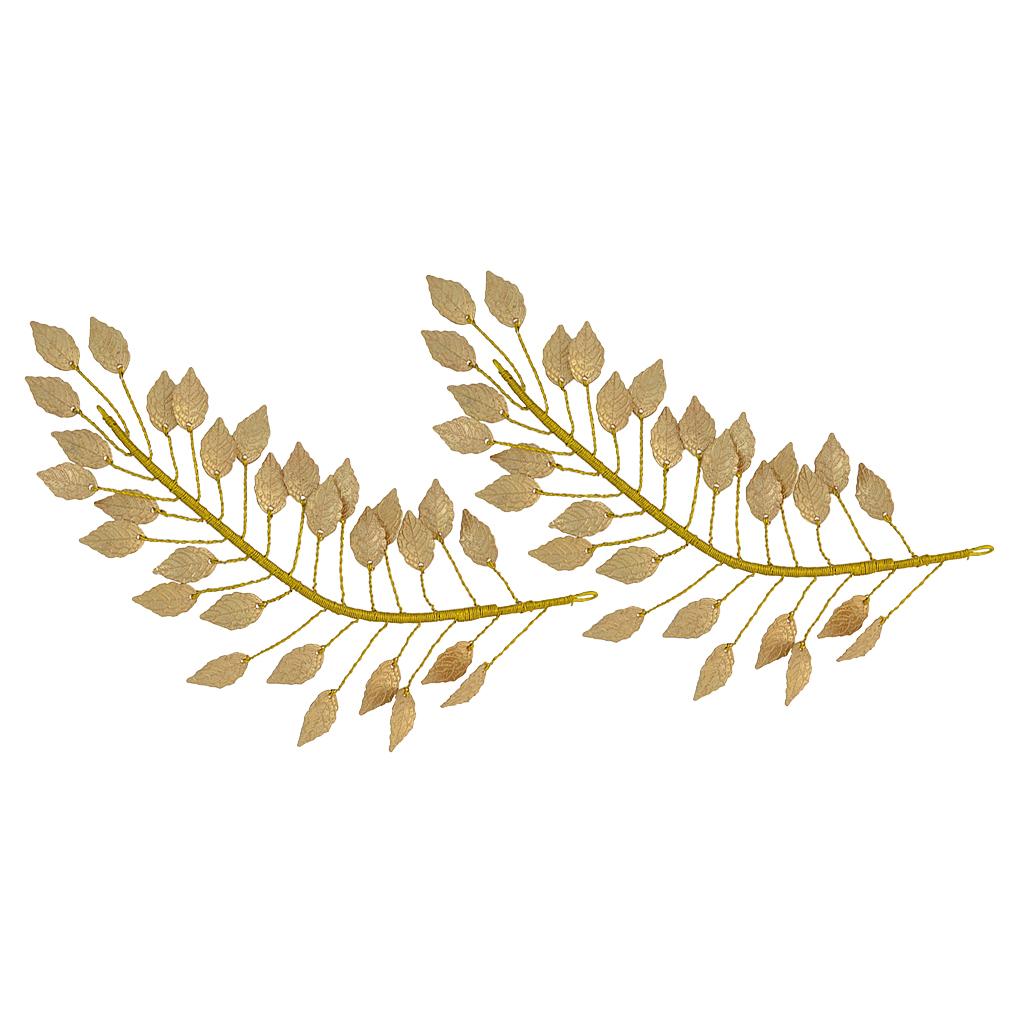 2Packs Gold Leaf Branch Dainty Bridal Hair Crown Headband Wedding Jewelry
