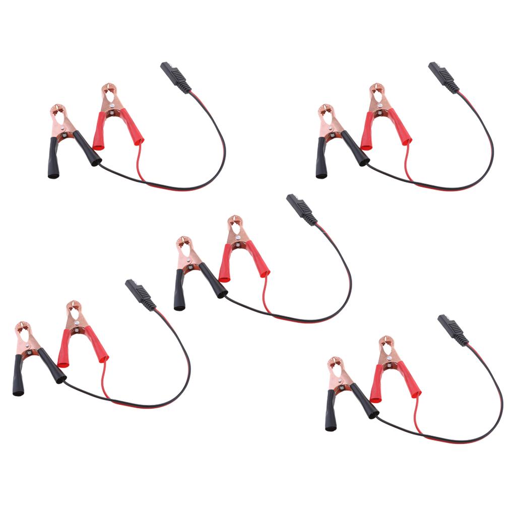 5x 18AWG SAE to Alligator Clips Extension Cable Car Battery Jumper Booster