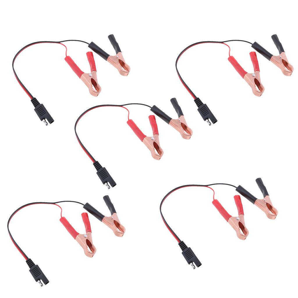 5x 18AWG SAE to Alligator Clips Extension Cable Car Battery Jumper Booster