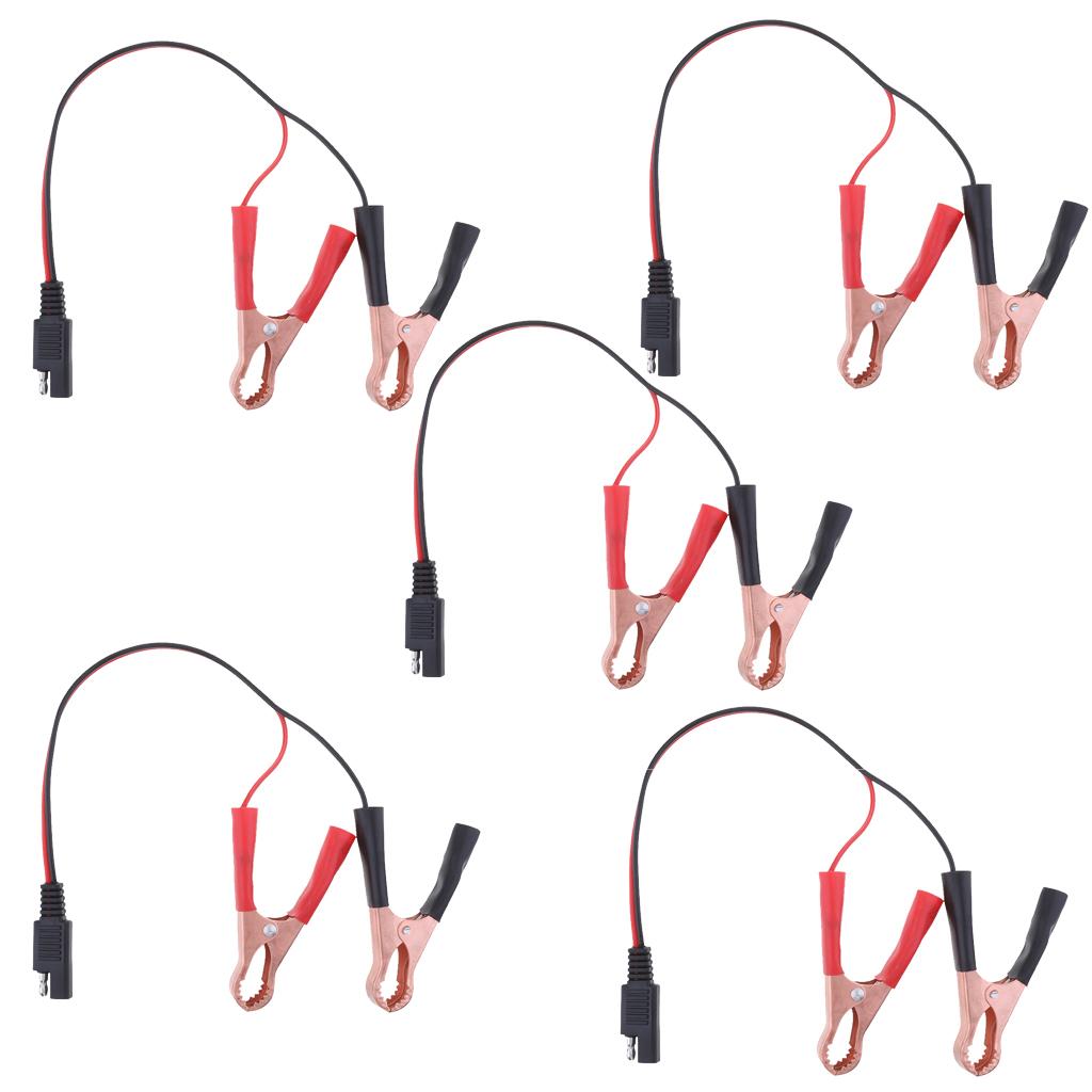 5x 18AWG SAE to Alligator Clips Extension Cable Car Battery Jumper Booster