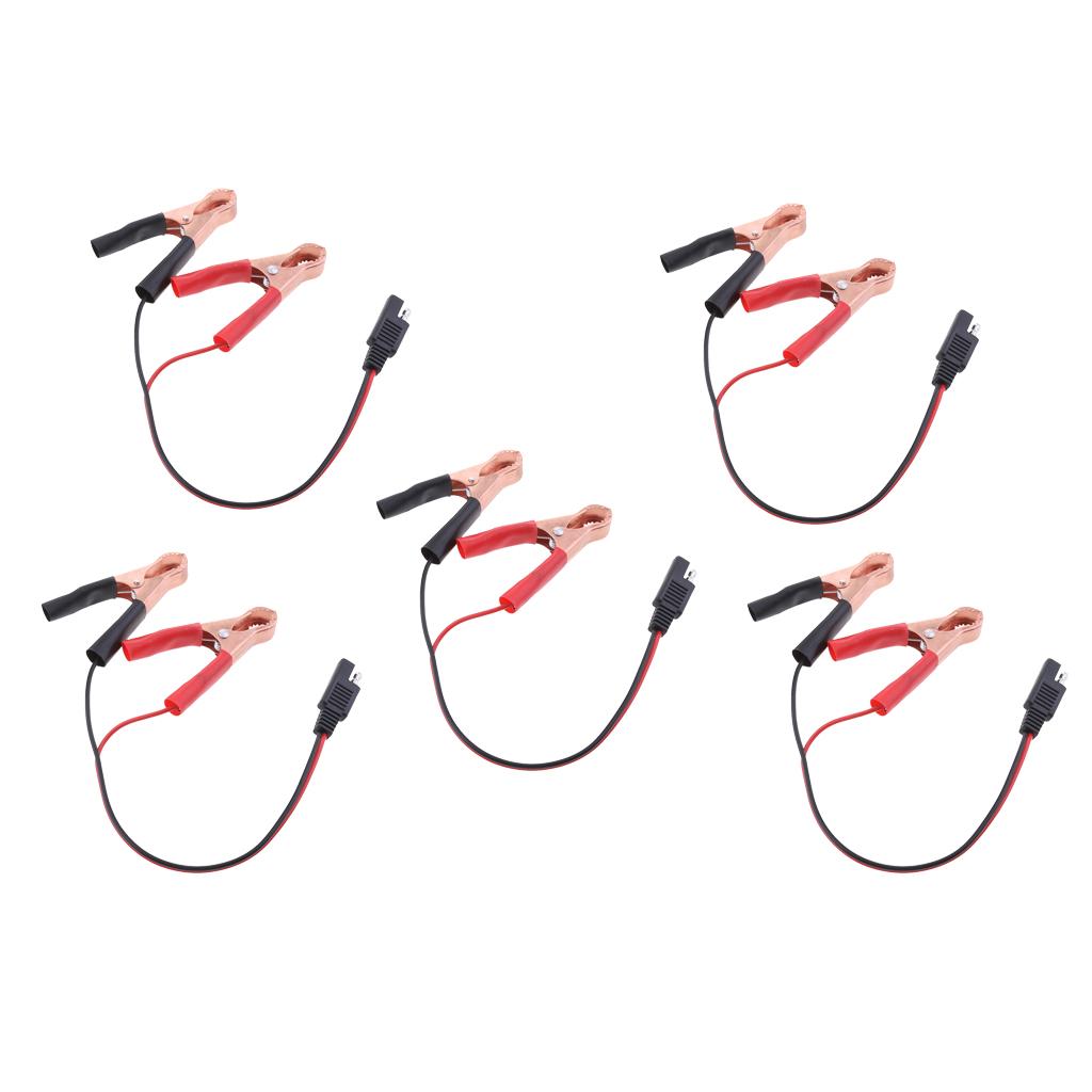5x 18AWG SAE to Alligator Clips Extension Cable Car Battery Jumper Booster
