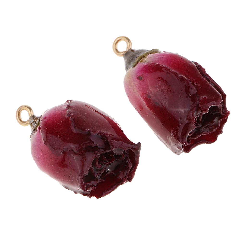 8 Pieces Mixed Resin Dried Flower Rose Charms DIY Jewelry Making Findings
