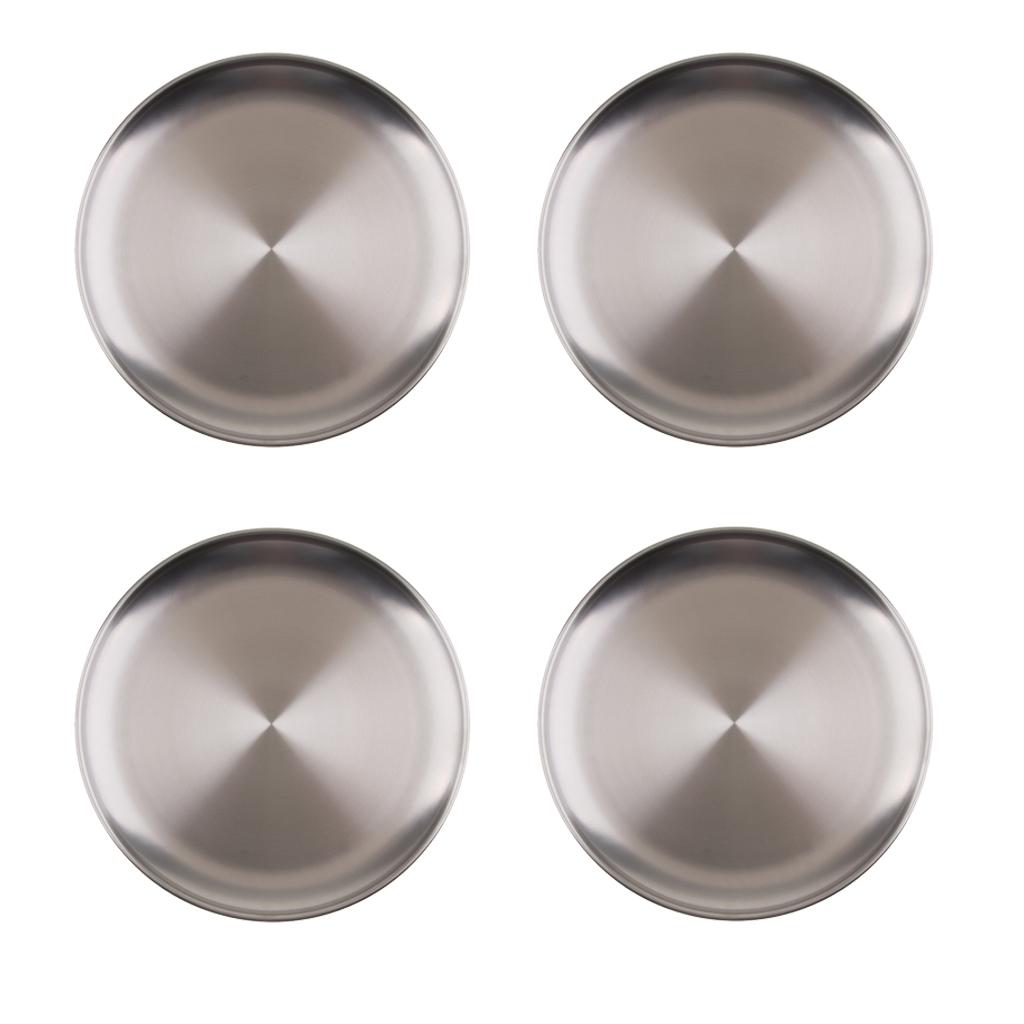 4Pcs stainless steel shallow dish barbecue plate fruit plate dinner plate