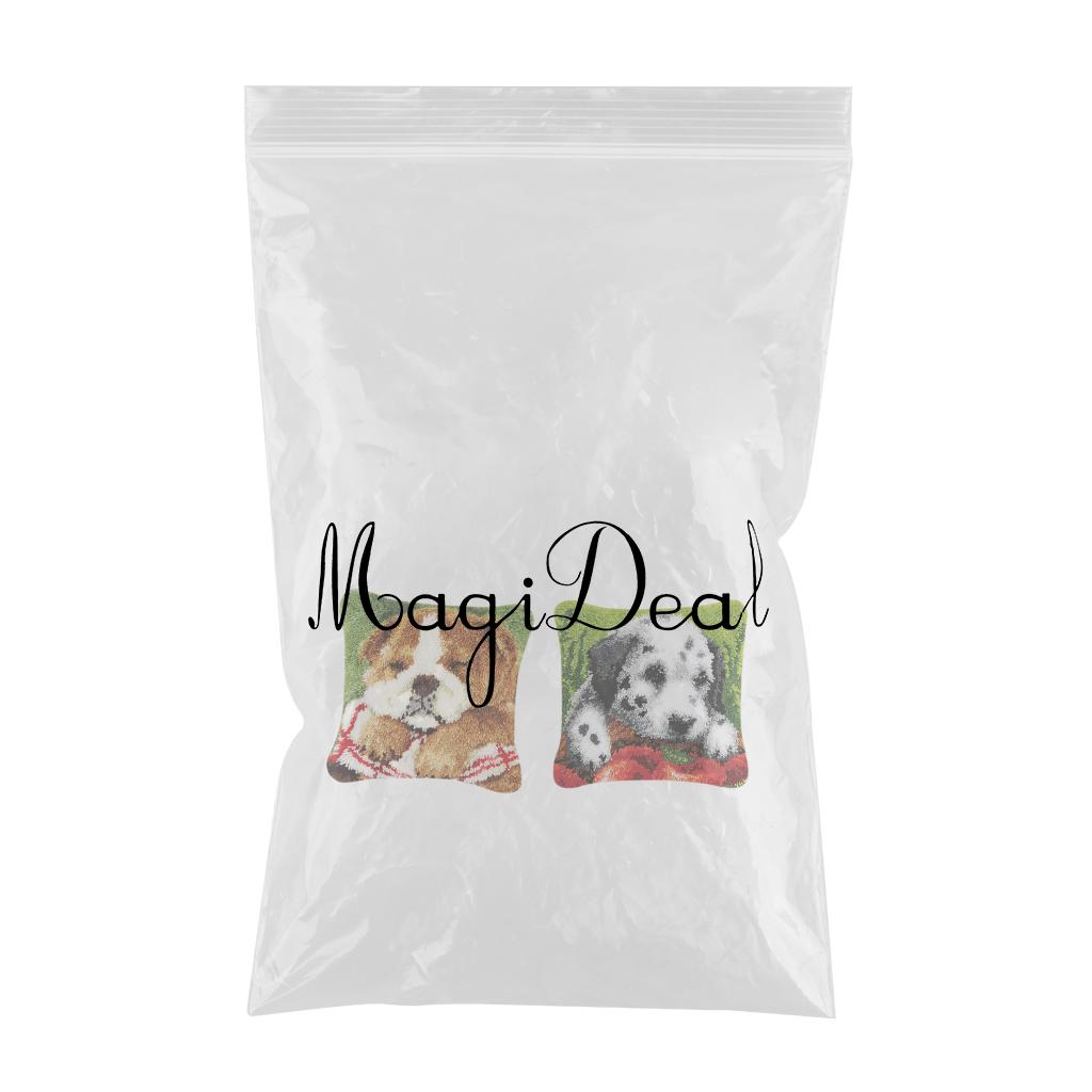 2pcs DIY Pillow Cover Latch Hook Kits for Beginner Animals Pattern Dog