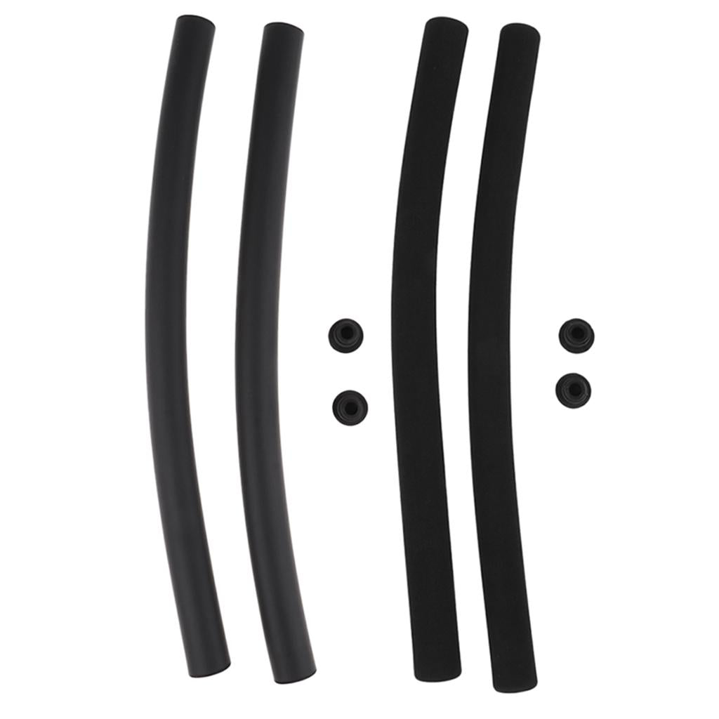 2 Pairs Foamed Silicone Bicycle Handlebar Grips Bright Black+Matte Black