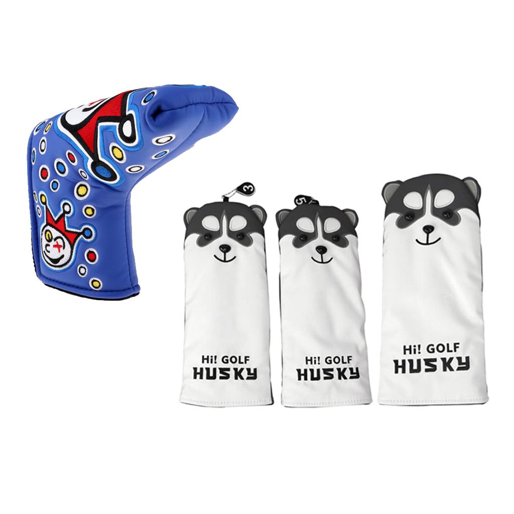 4 Pieces Golf Headcover for No.1 No.3 No.5 Wood Driver and Club Putter Cover