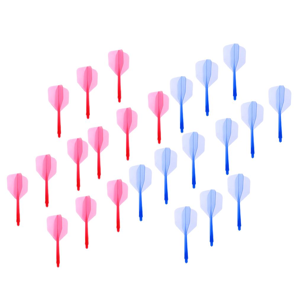 24x Transparent 2BA Thread Dart Shafts Dart Flights Connection Blue & Red