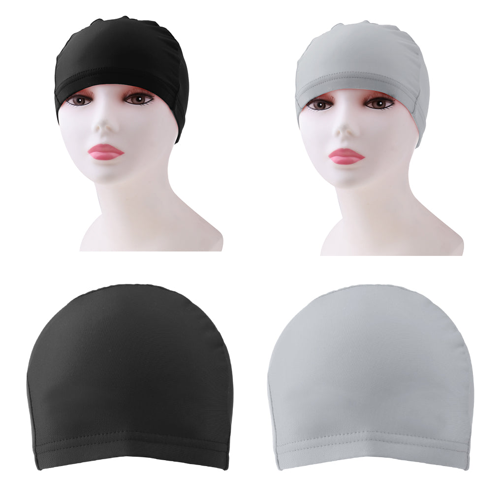2x Skull Cap Helmet Liner Beanie for Cycling Swimming Bathing Black & Gray