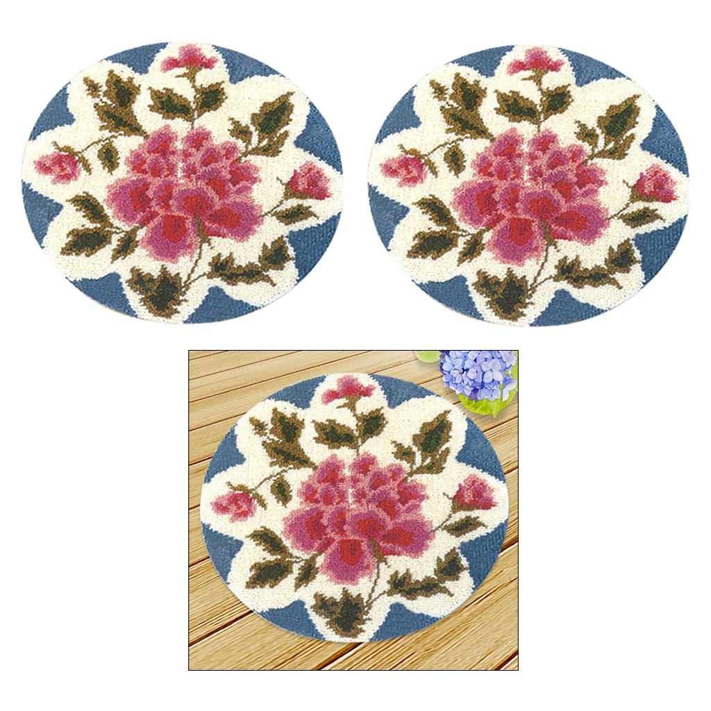 2 Sets Flower Latch Hook Kits for Adults Carpet Cushion Embroidery Crafts