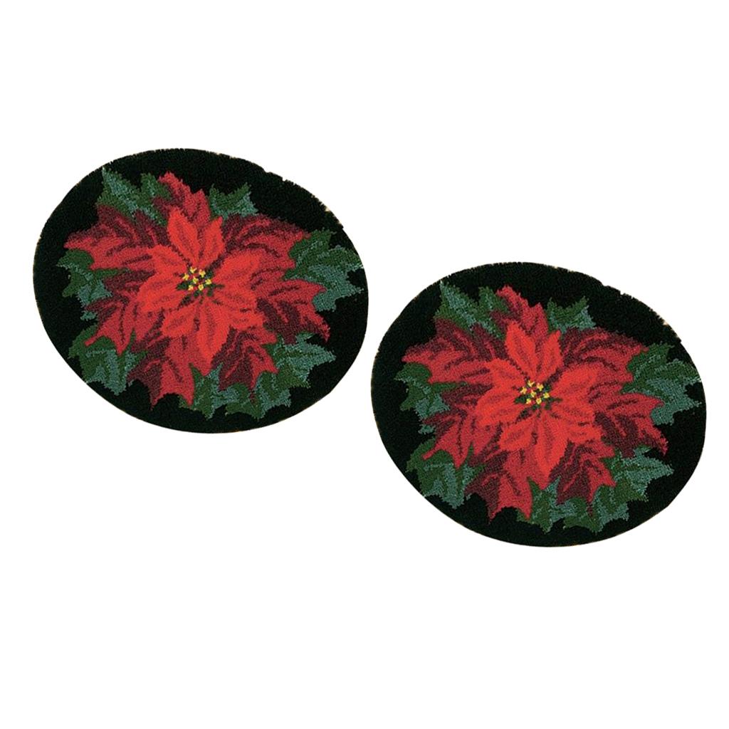 2 Sets Red Flower Latch Hook Kits for Adults Carpet Cushion Embroidery Craft