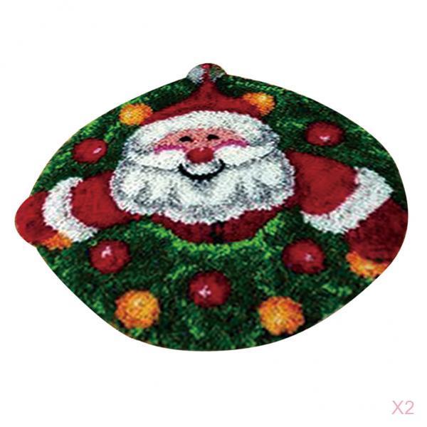 2 Set Santa Claus Latch Hook Kits for Adults Carpet Cushion Embroidery Craft