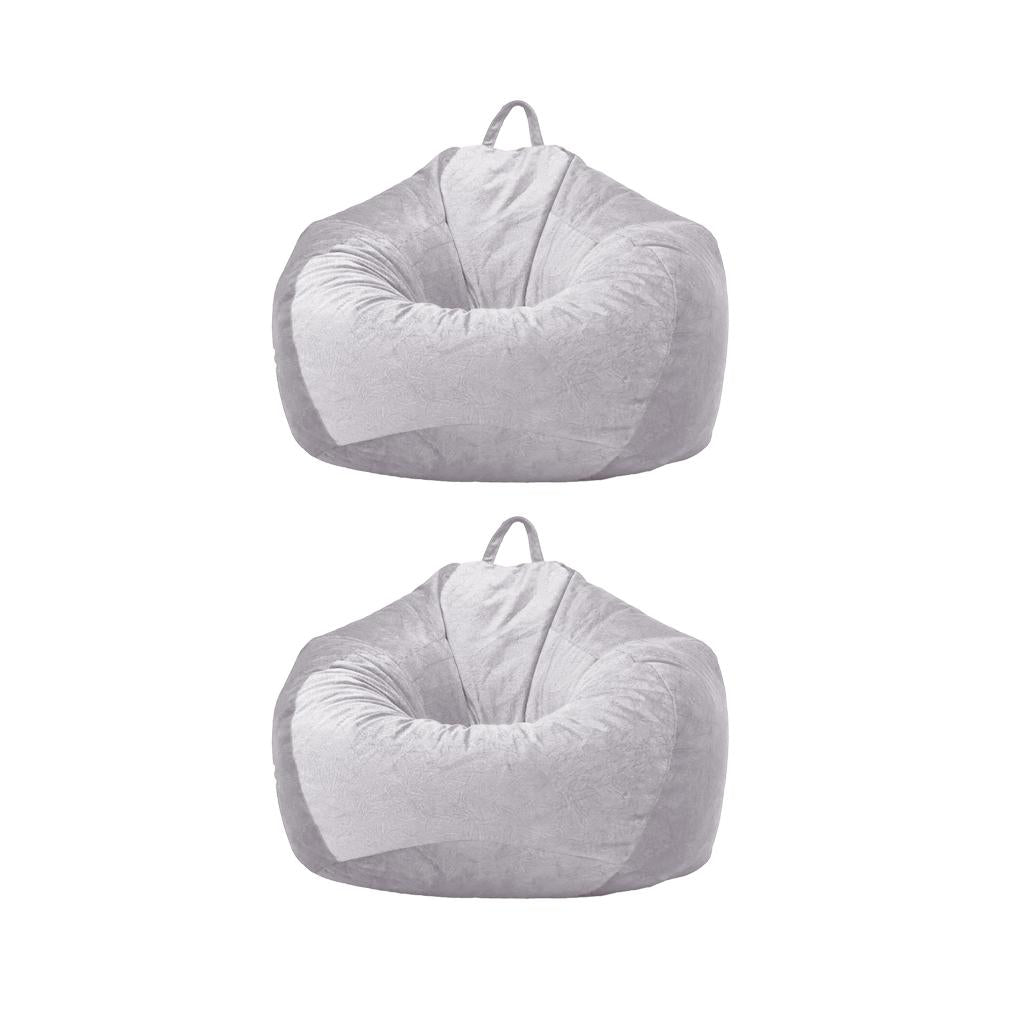2xKids Stuffed Animals Storage Suede Bean Bag Cover 60x70cm Grey_1