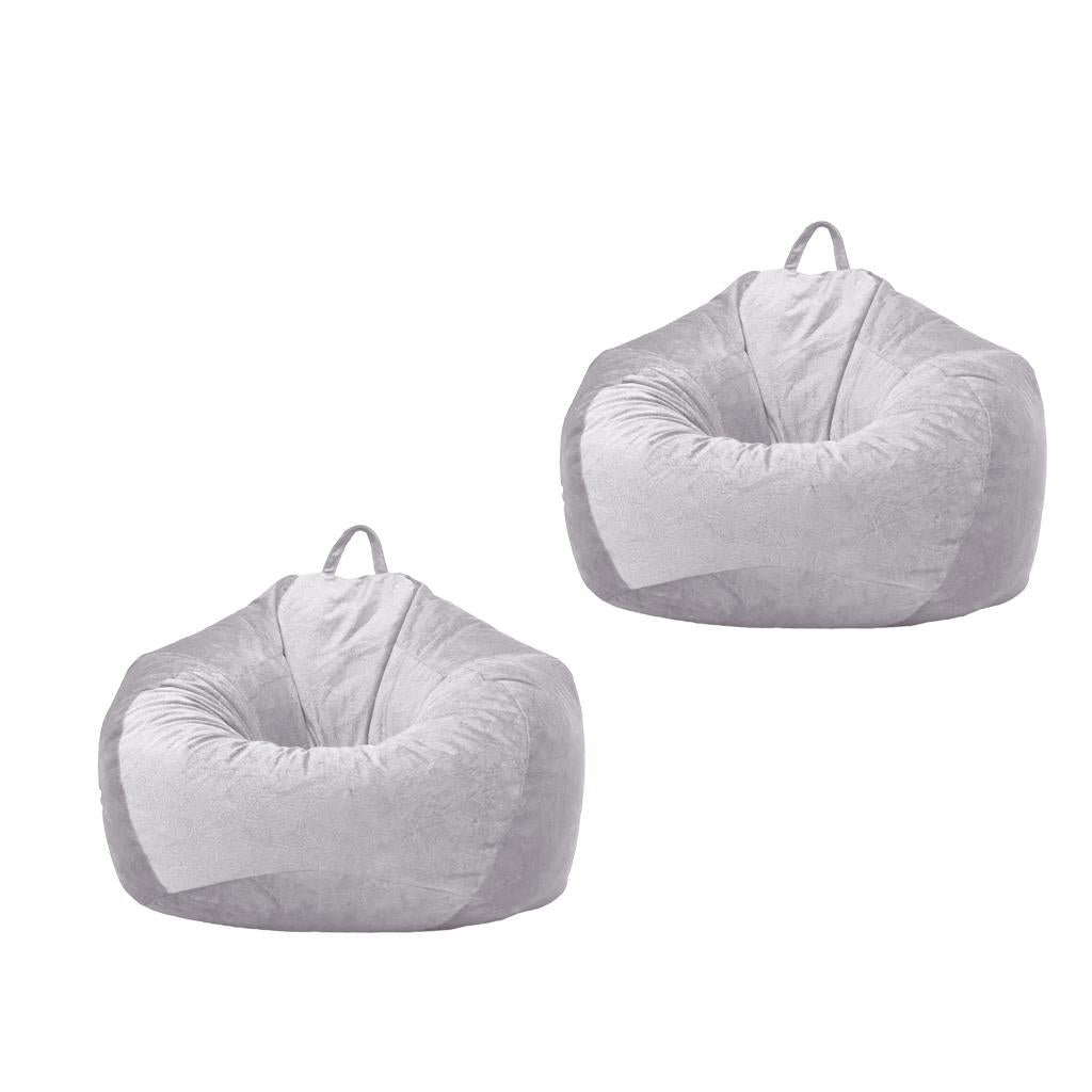 2xKids Stuffed Animals Storage Suede Bean Bag Cover 60x70cm Grey_1