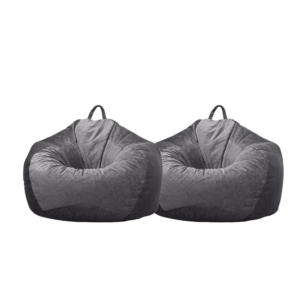 2xKids Stuffed Animals Storage Suede Bean Bag Cover 60x70cm Dark Grey