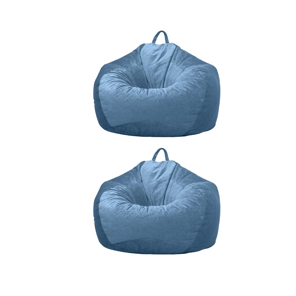 2xKids Stuffed Animals Storage Suede Bean Bag Cover 60x70cm Blue_2