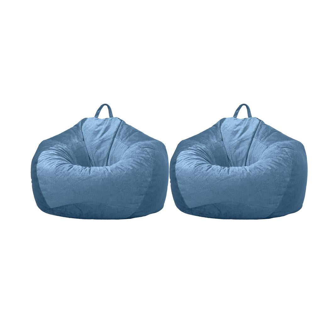 2xKids Stuffed Animals Storage Suede Bean Bag Cover 60x70cm Blue_2