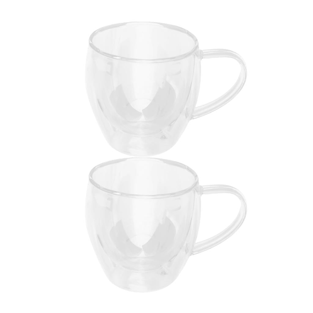 2xDouble-Layer Glass Espresso Cup Home Barware