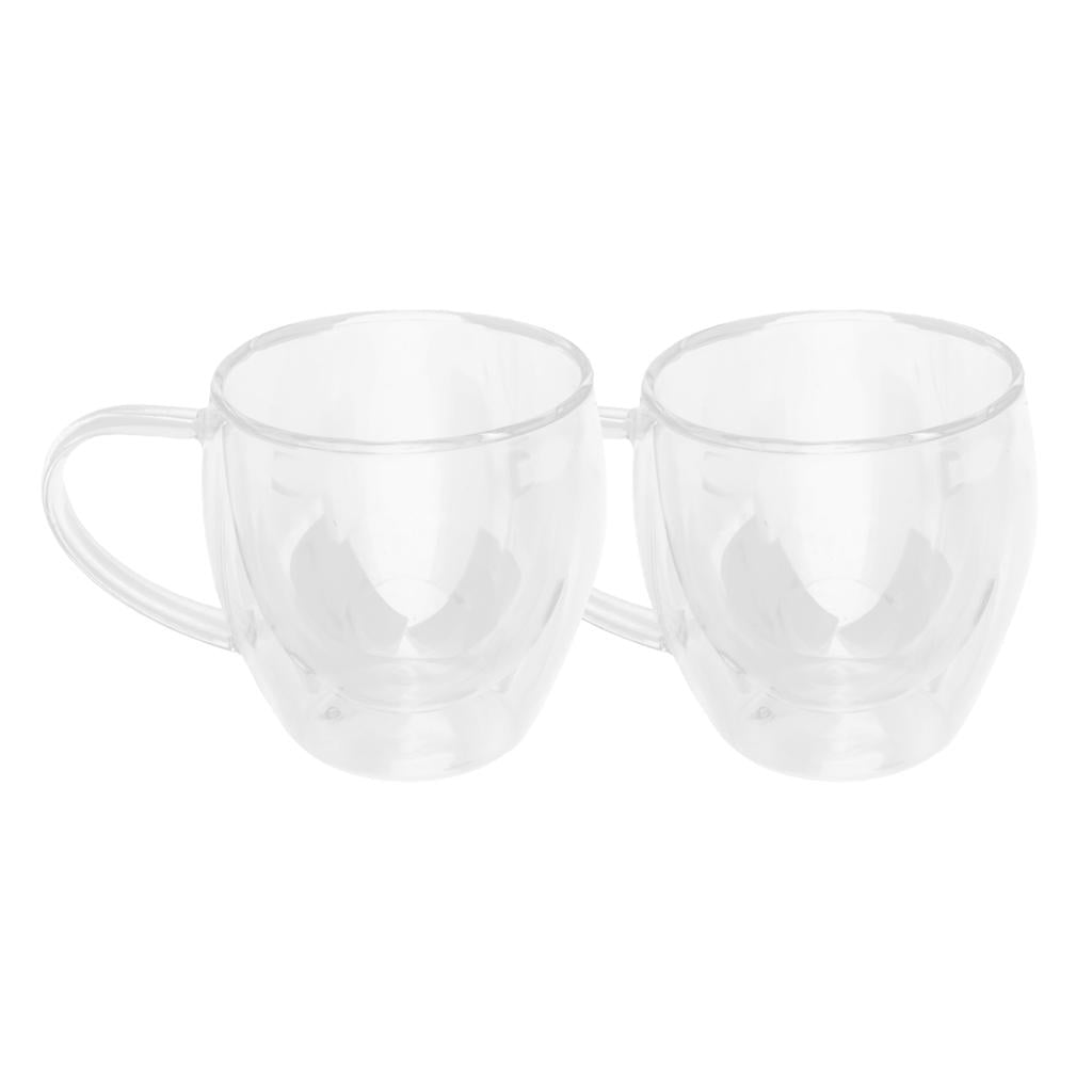 2xDouble-Layer Glass Espresso Cup Home Barware