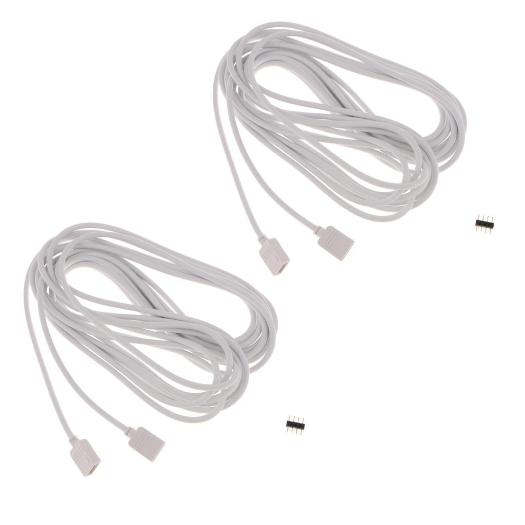 2pcs 5050 3528 RGB LED Strip Light Extension Cable Connector Line 4 Pin 5m