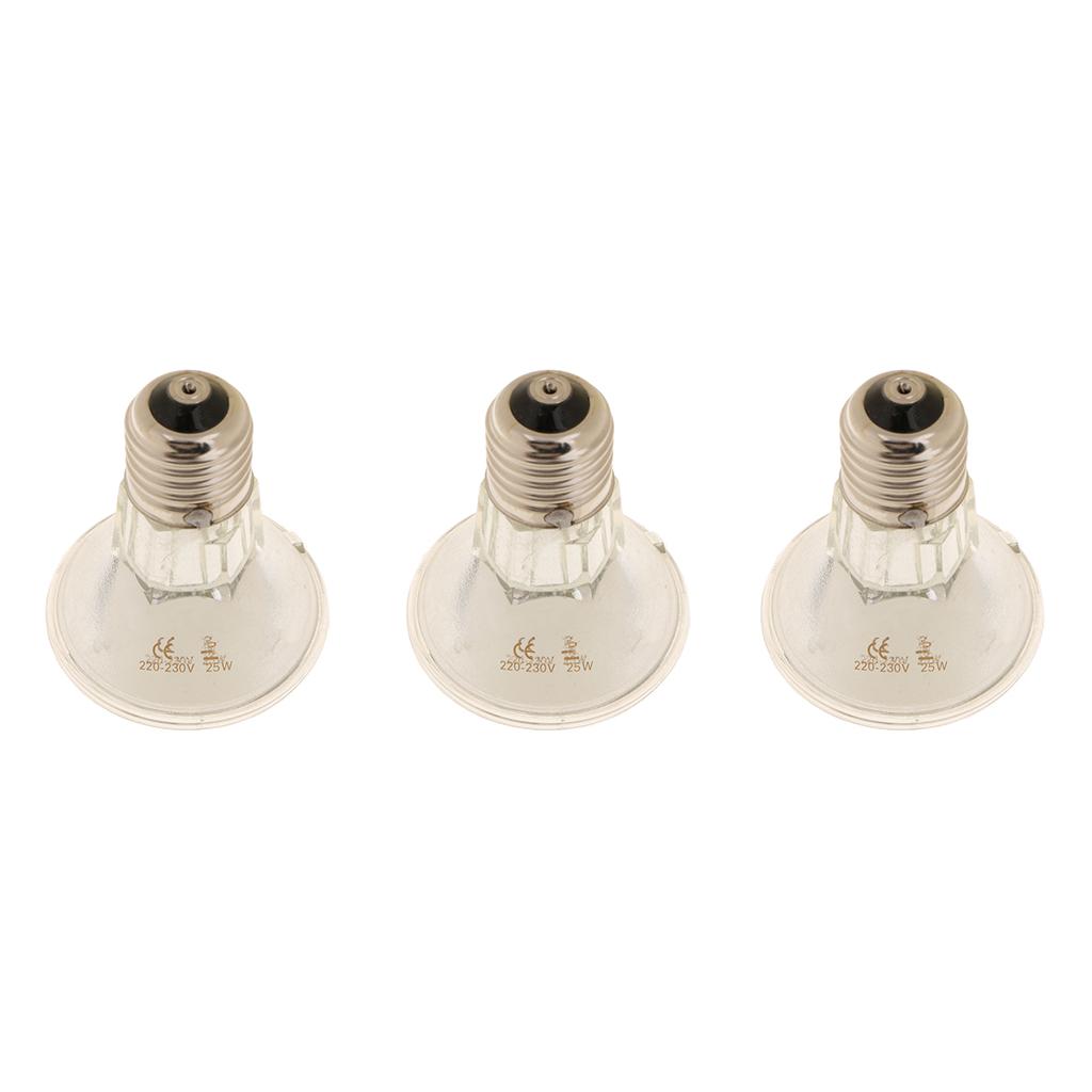 3pcs E27 Reptile Halogen Spotlight Full Spectrum UVA UVB Heating Light 25W