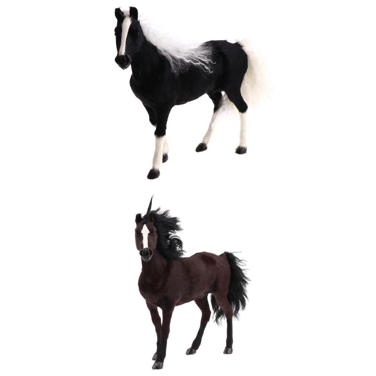 2 Pieces Simulation Plush Stuffed Horse Animal Soft Toy Home Decor Ornament