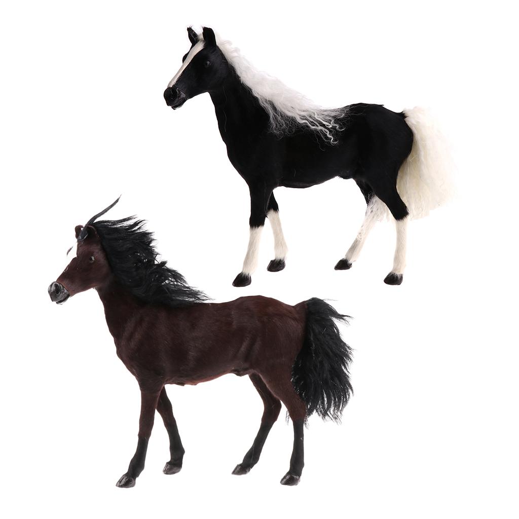 2 Pieces Simulation Plush Stuffed Horse Animal Soft Toy Home Decor Ornament