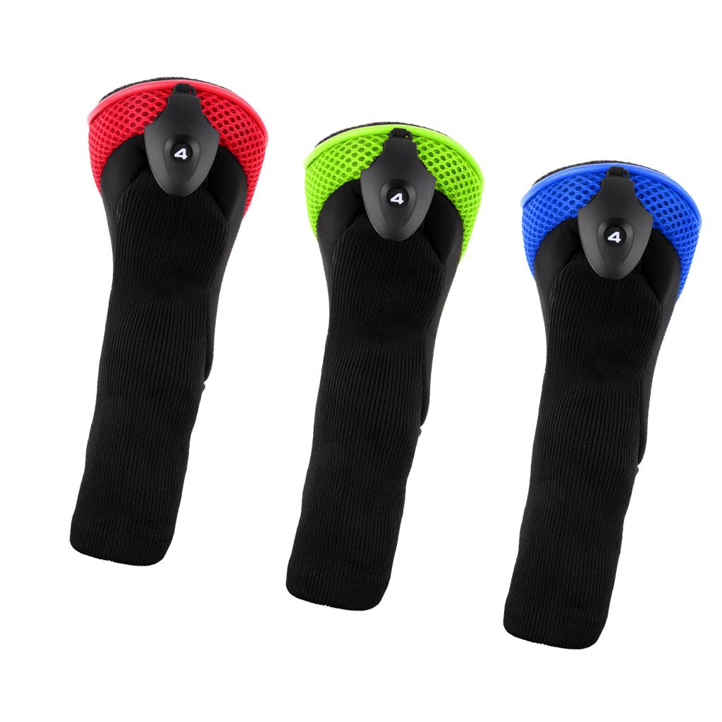 3Pcs Long Neck Headcover Golf Club Head Covers Golf Hybrid Headcovers