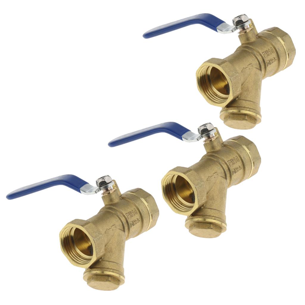 3Pcs 1 Brass Ball Valve Shut Off Female Thread with Filter Strainer DN25"