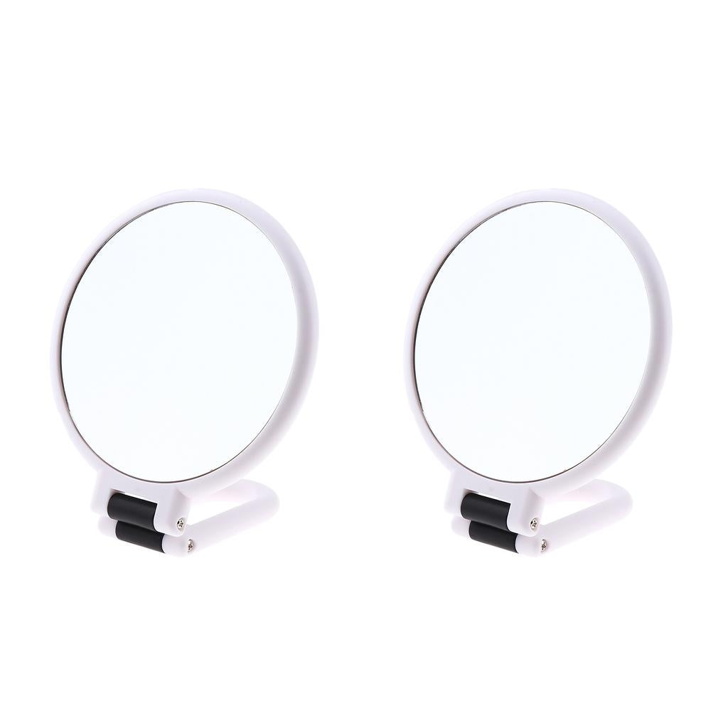 2x Round Handheld Dual Side Makeup Mirror Magnifying Mirror w/ Hanger X10 X5