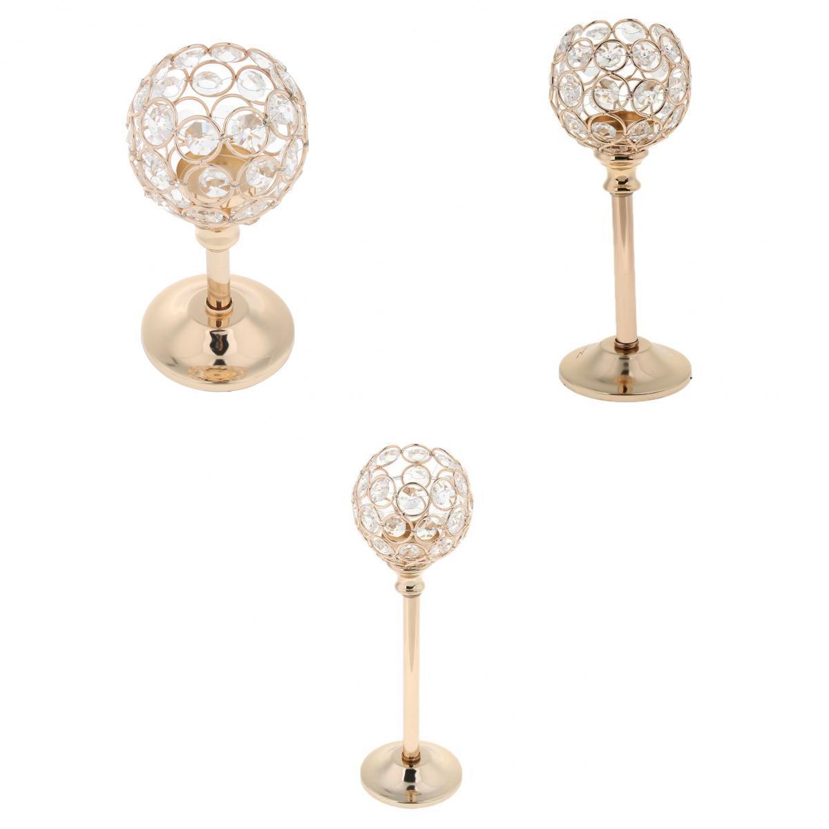 3 Size Golden Mosaic Crystal Candle Holder Tea Light Stand Candelabra