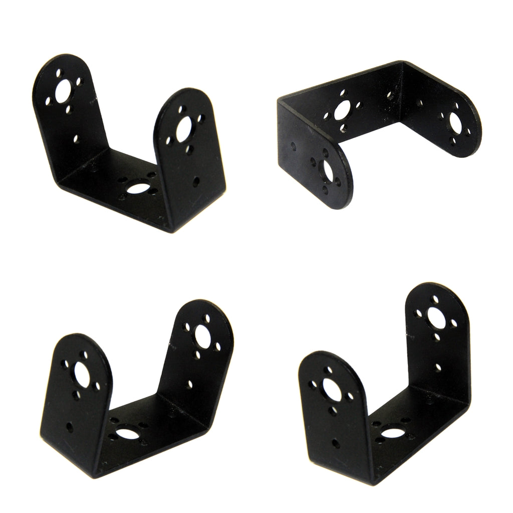 4x Aluminum Short U Steering Gear Mechanical Robot Arm Mount Holder Black