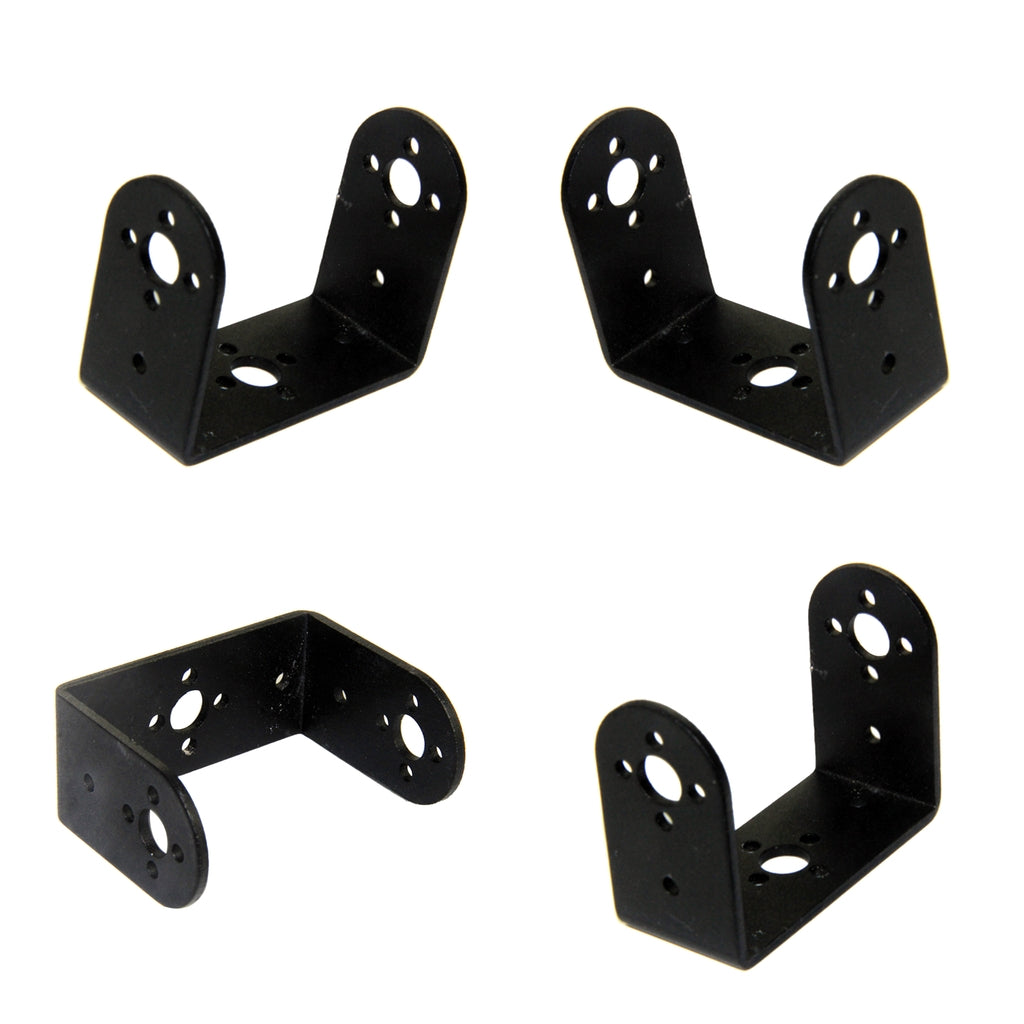4x Aluminum Short U Steering Gear Mechanical Robot Arm Mount Holder Black