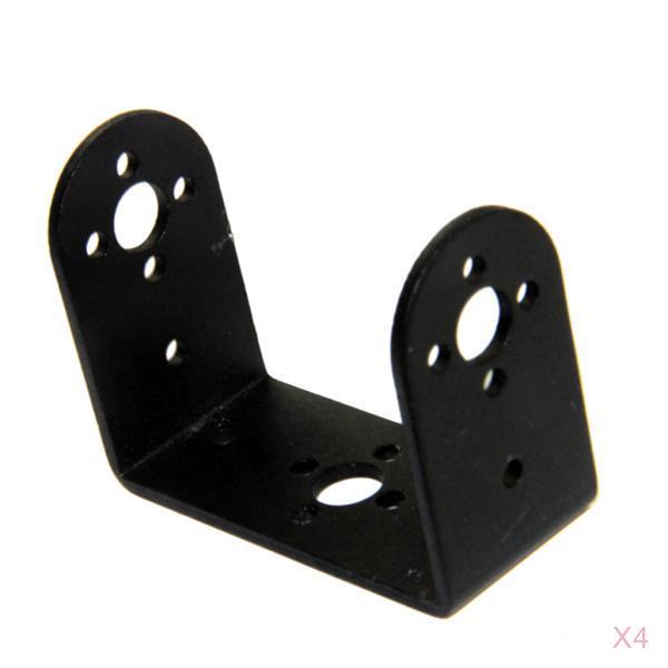 4x Aluminum Short U Steering Gear Mechanical Robot Arm Mount Holder Black
