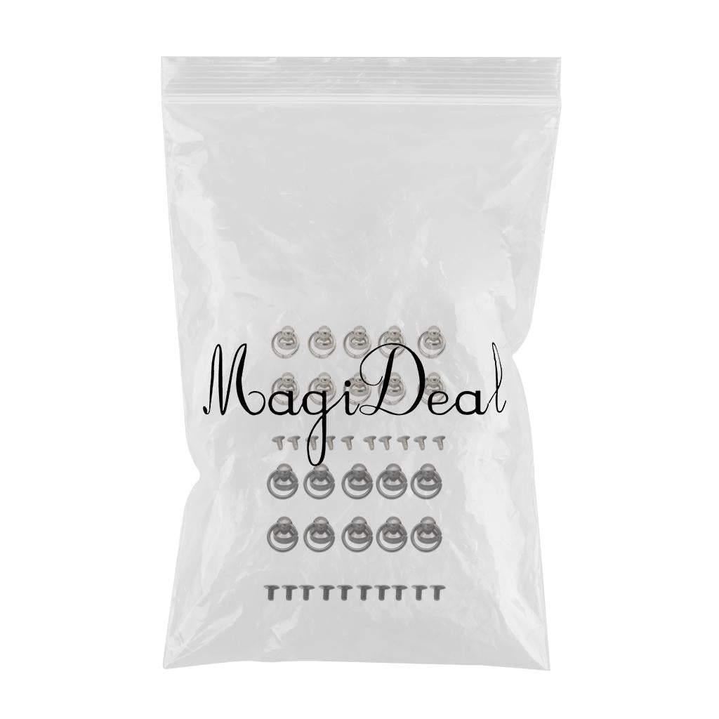 20 Sets Bead Head Button Stud Screwback with Ring for Wallet Chain Connector