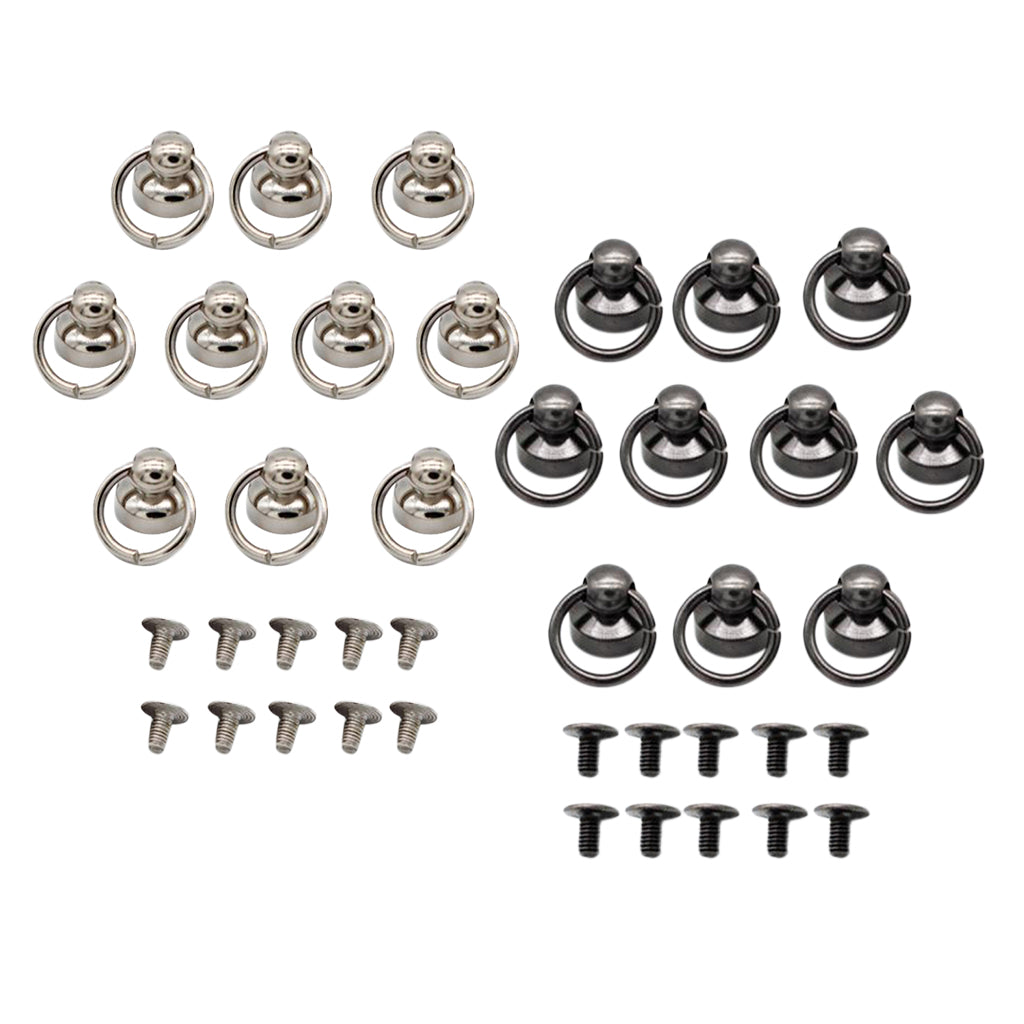 20 Sets Bead Head Button Stud Screwback with Ring for Wallet Chain Connector
