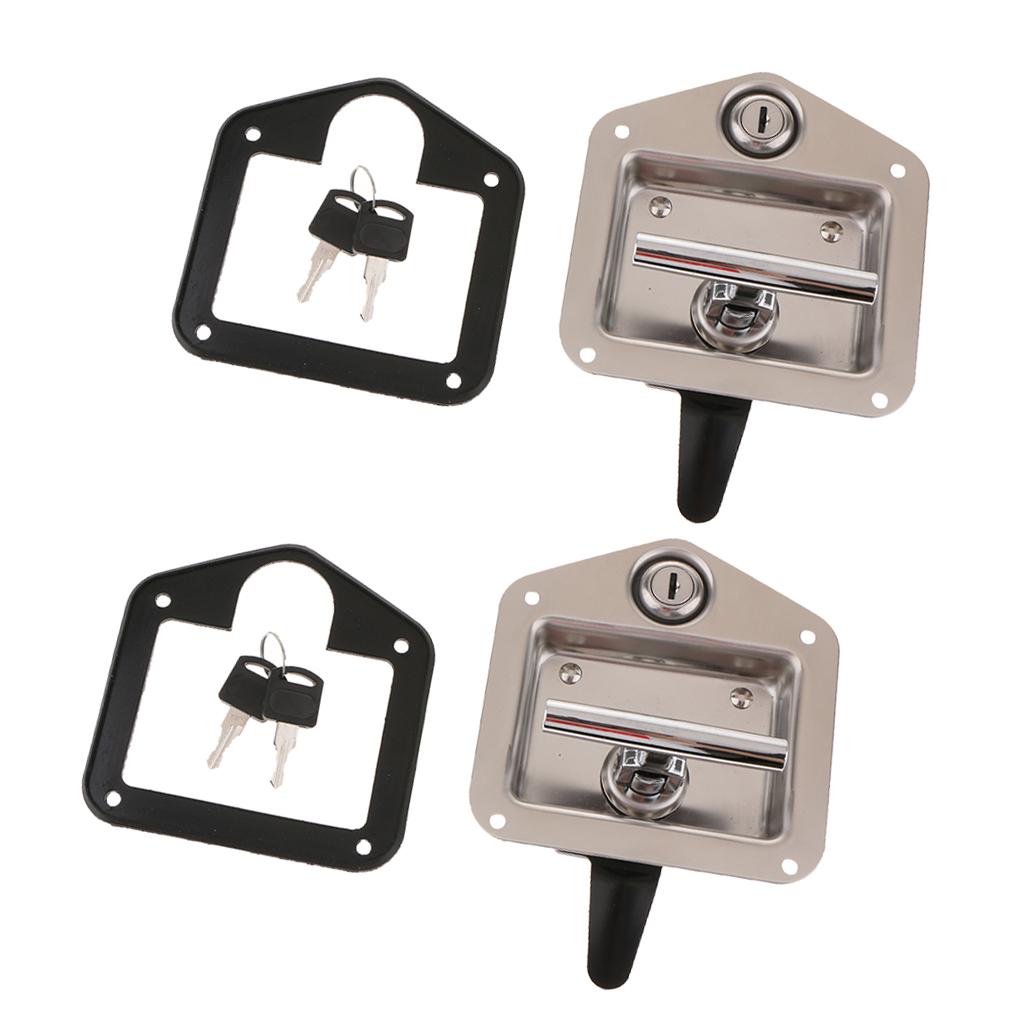 2x Stainless Steel RV Trailer Car Paddle Handle Truck Toolbox Lock Latch Key