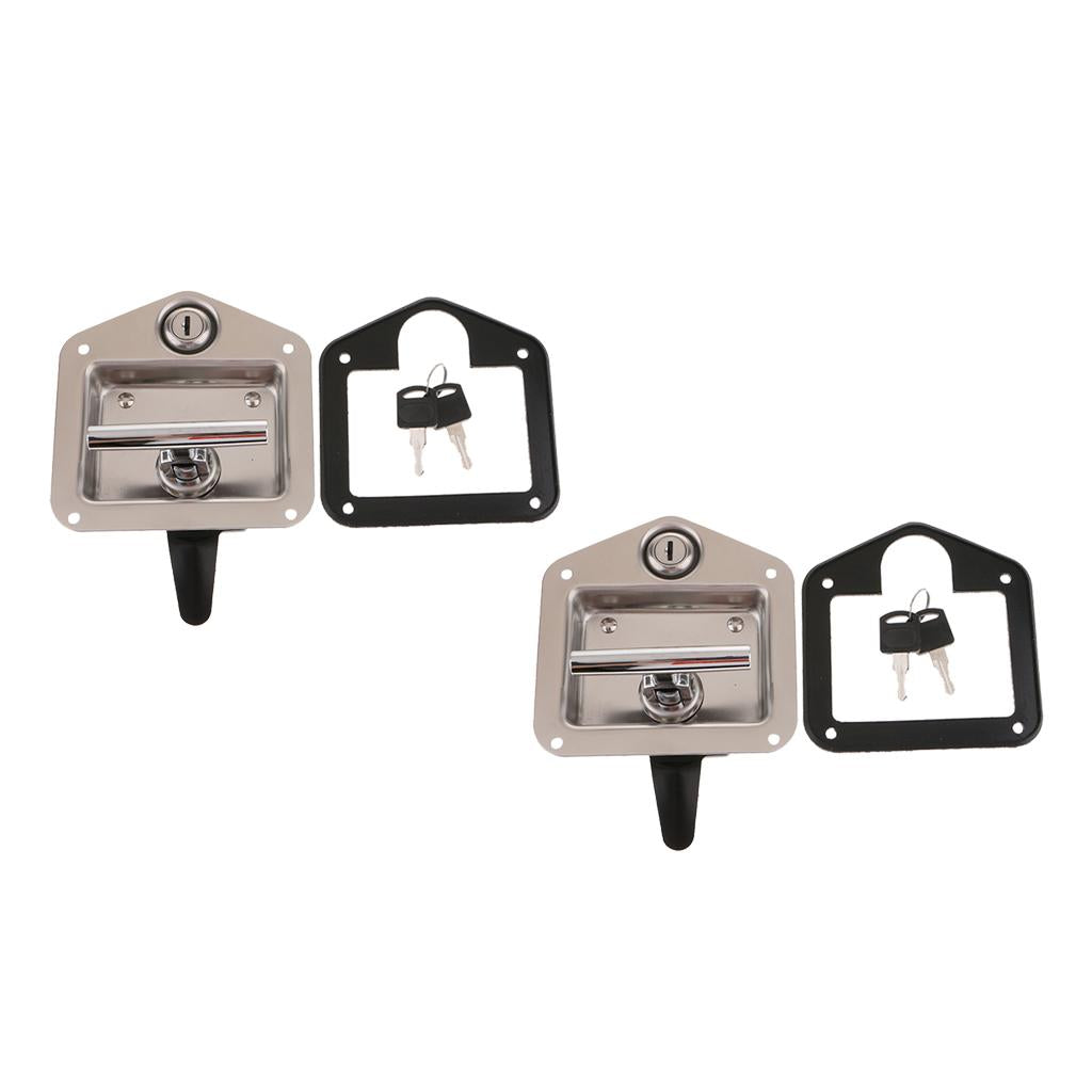 2x Stainless Steel RV Trailer Car Paddle Handle Truck Toolbox Lock Latch Key