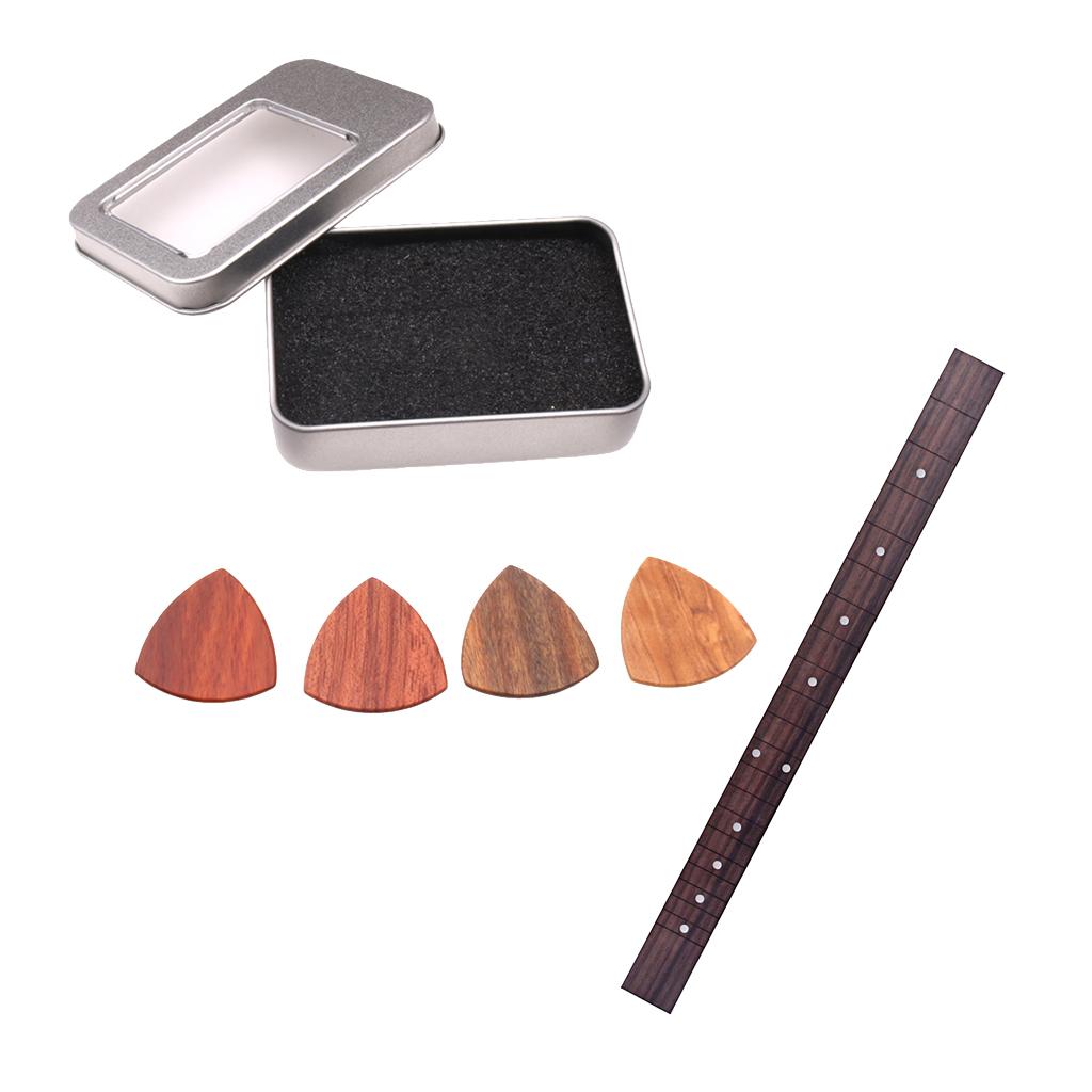 1 Set Guitar Pick Plectrums&Rosewood 21 Frets Guitar Fretboard Fingerboard