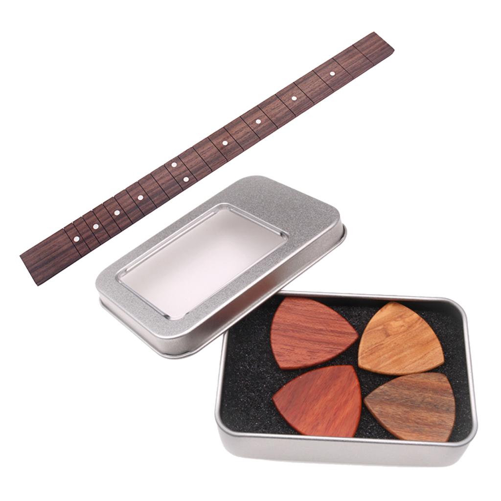 1 Set Guitar Pick Plectrums&Rosewood 21 Frets Guitar Fretboard Fingerboard