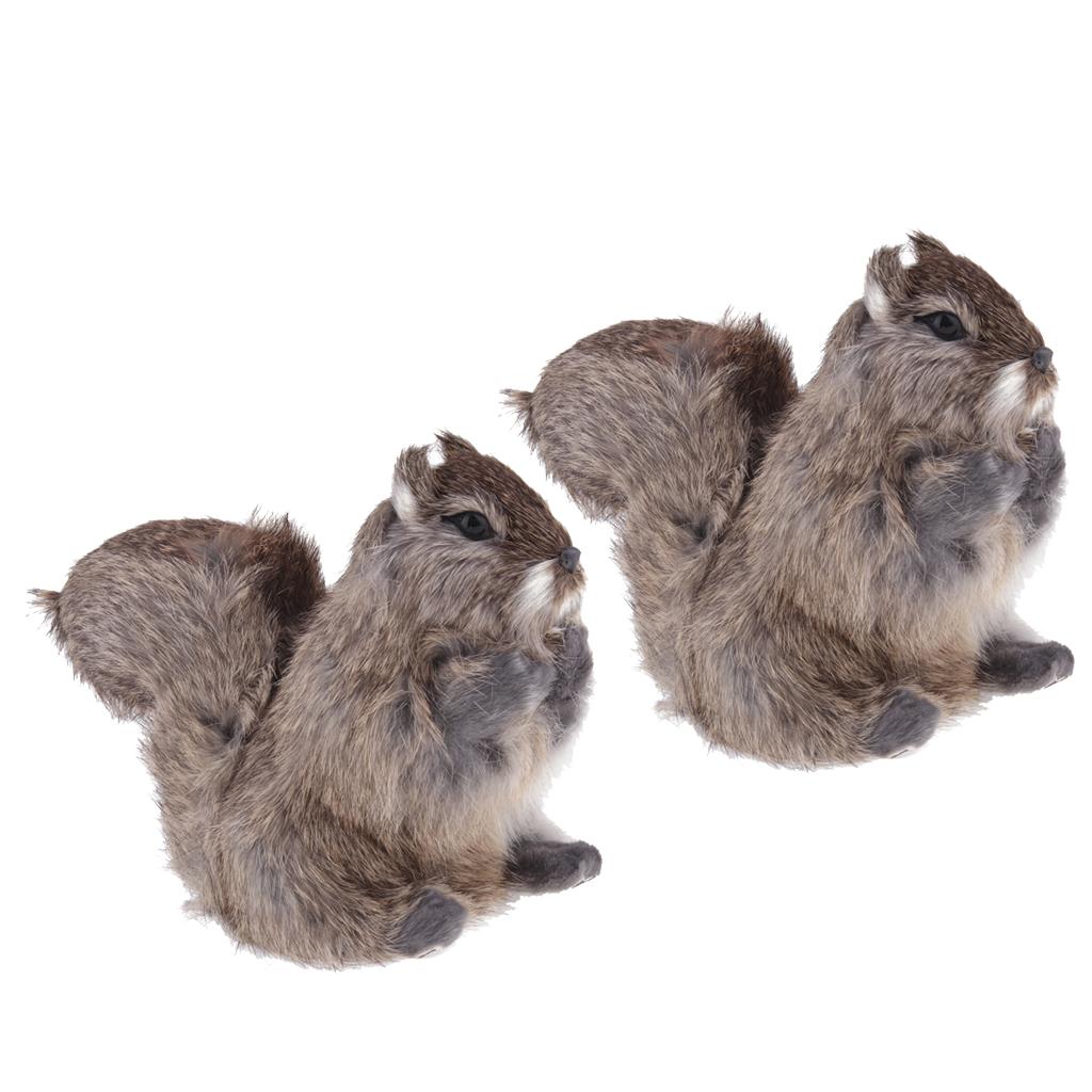 2Pcs Artificial Squirrel Simulation Animals Model Toy Garden Decor Ornaments