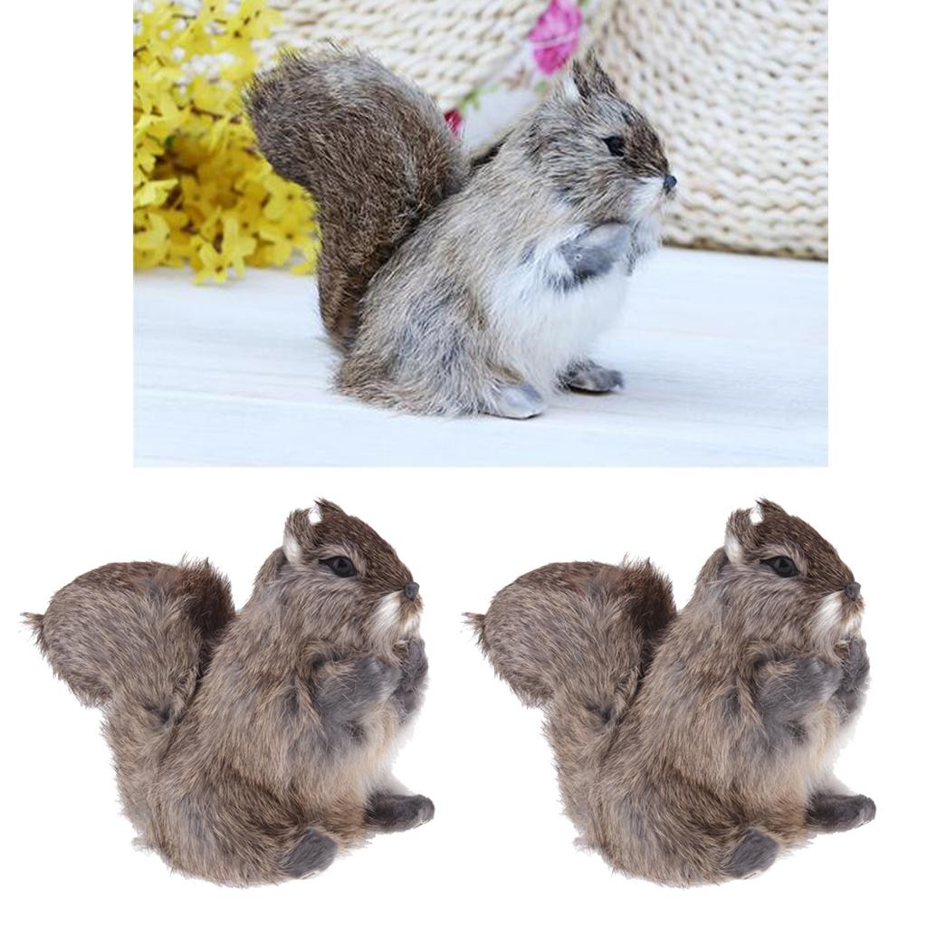 2Pcs Artificial Squirrel Simulation Animals Model Toy Garden Decor Ornaments