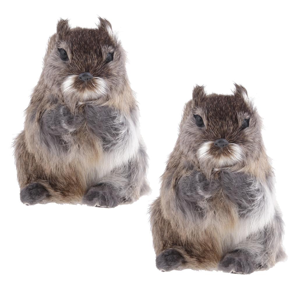 2Pcs Artificial Squirrel Simulation Animals Model Toy Garden Decor Ornaments