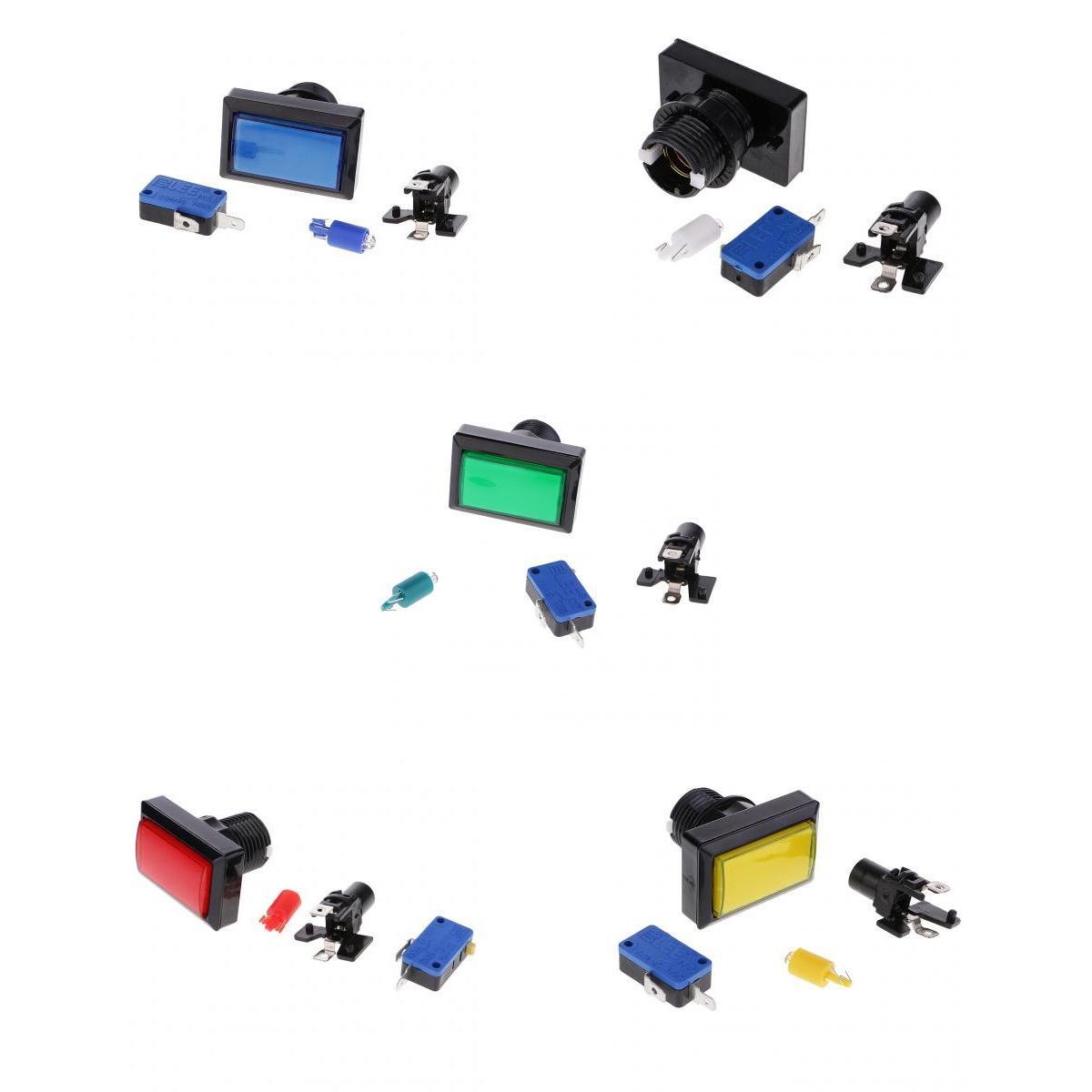1 Set Rectangle Arcade Machine Game Button with Led Illuminated Push Button