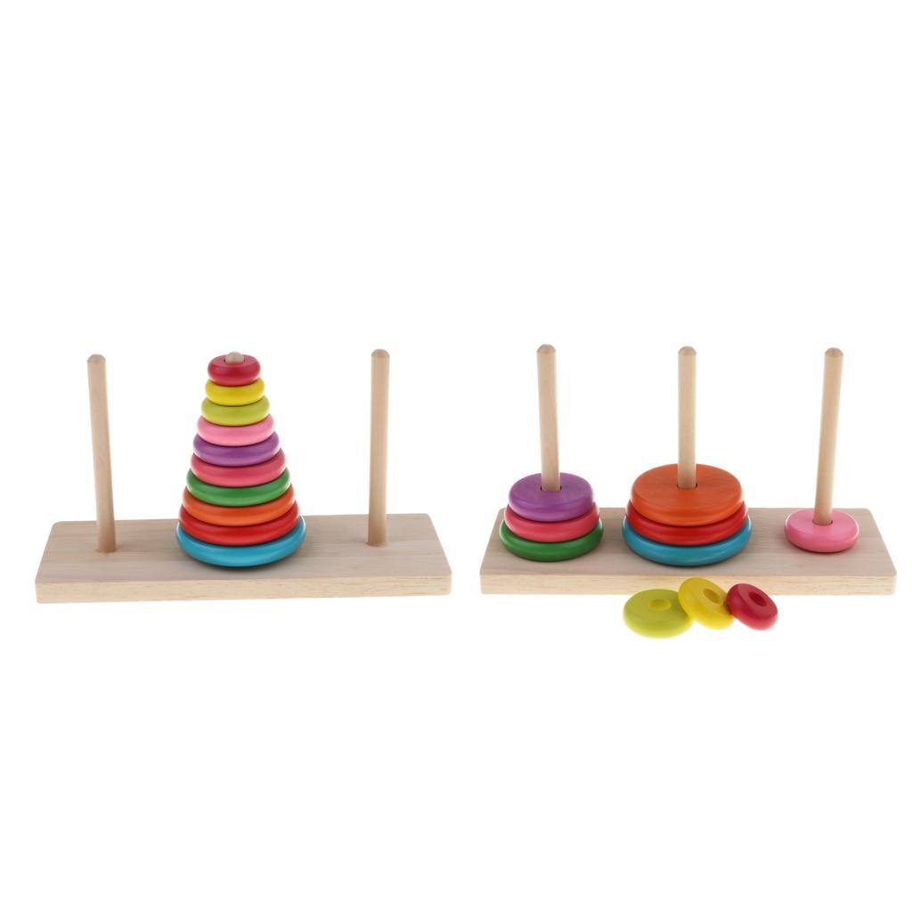 2 pcs Wooden Tower of Hanoi Puzzle Toys Home Play Traditional Indian Game