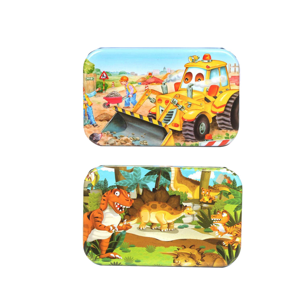 2Set Kids Wooden Jigsaw Puzzles with a Storage Box