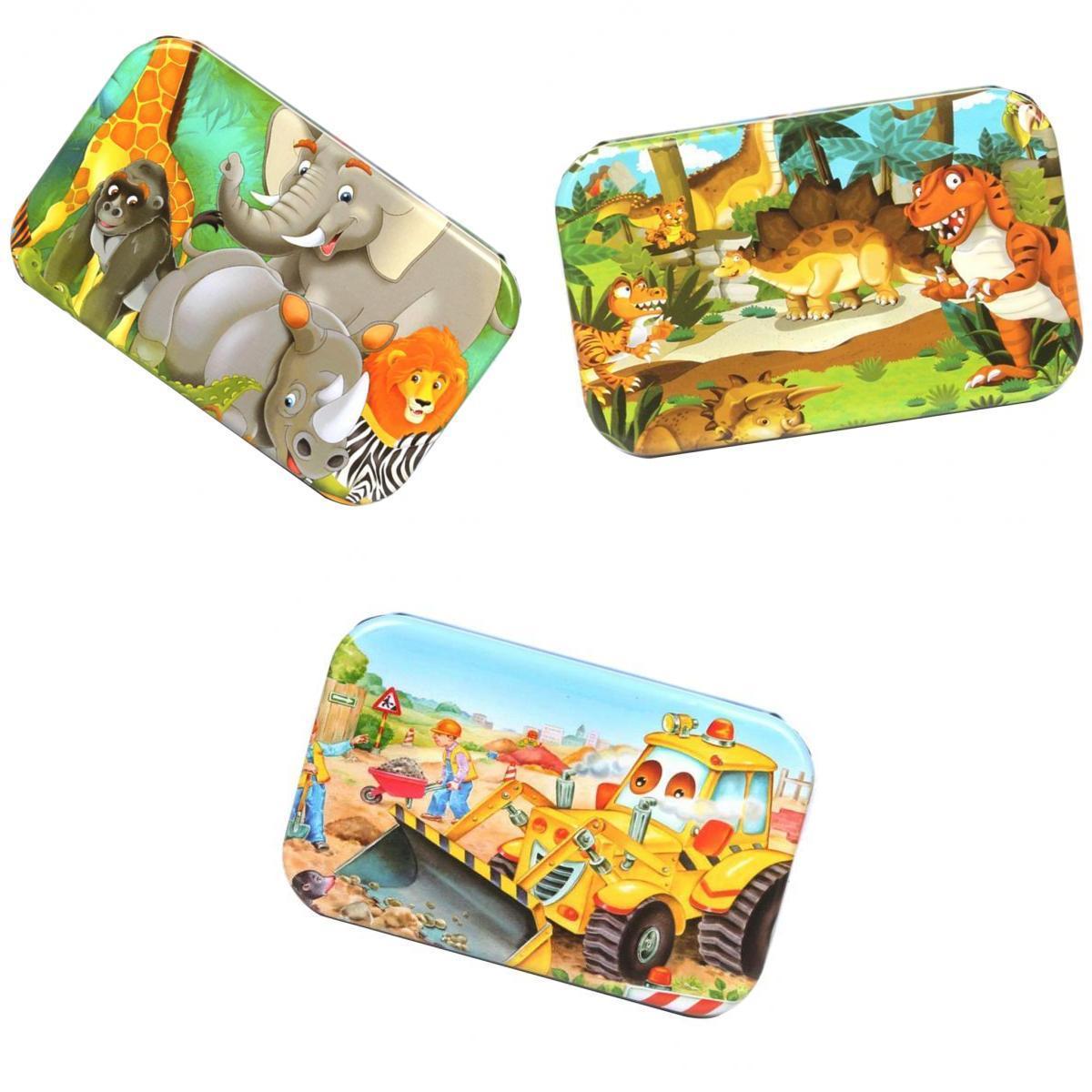 3Set Kids Wooden Jigsaw Puzzles with a Storage Box