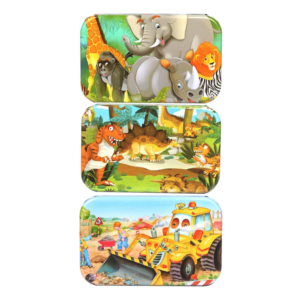 3Set Kids Wooden Jigsaw Puzzles with a Storage Box