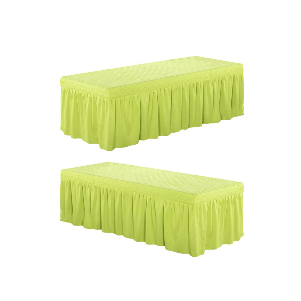 2xMassage Table Skirt Beauty Bed Cover Valance Sheet Green_2