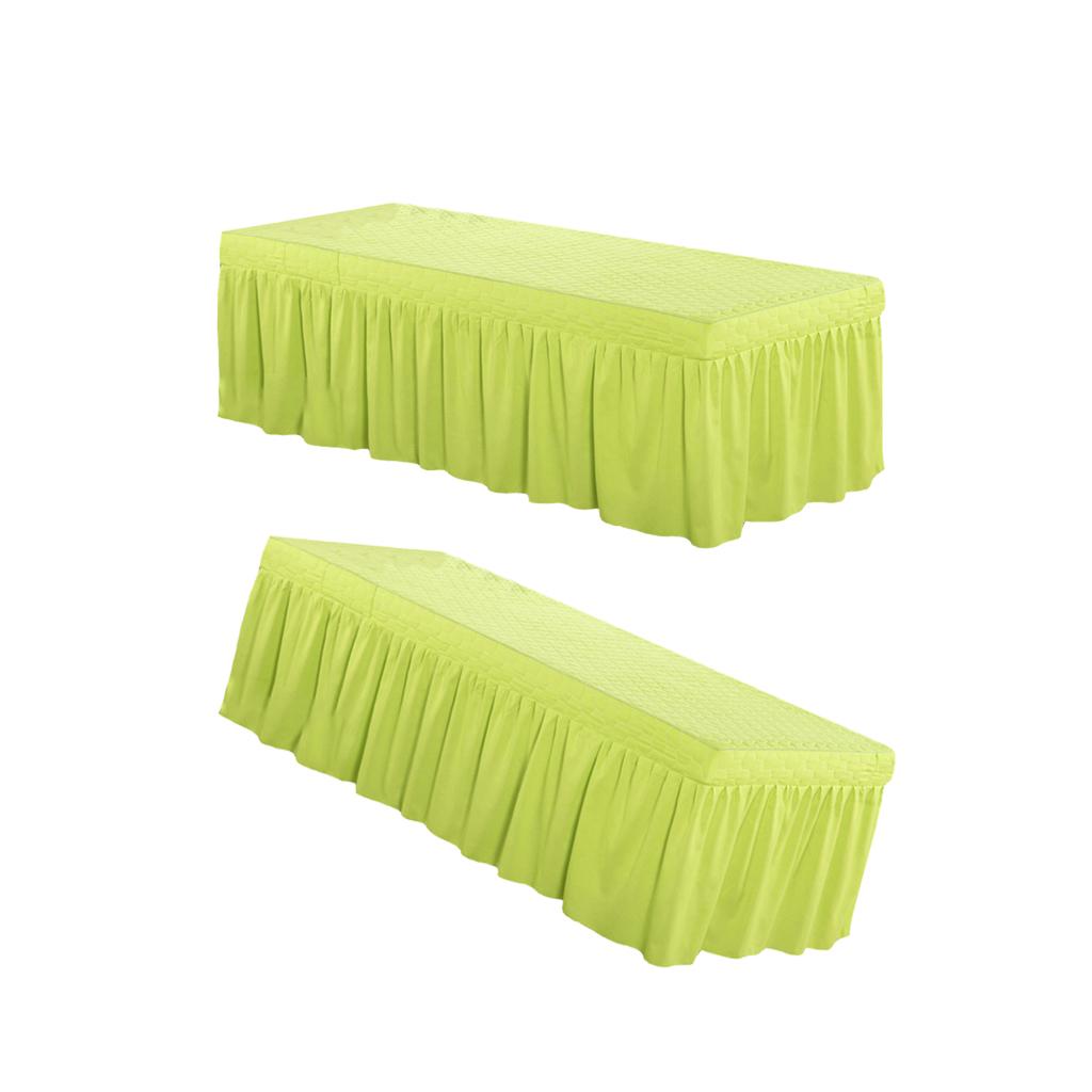2xMassage Table Skirt Beauty Bed Cover Valance Sheet Green_2